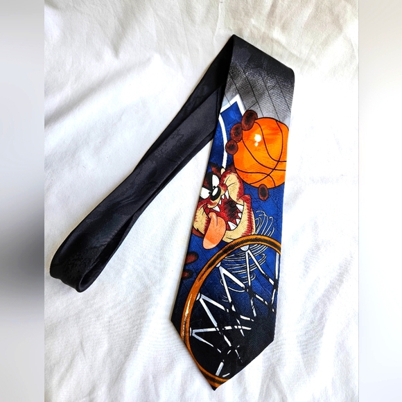 Looney Tunes Mania Character Tasmanian Devil Taz Basketball 1995 Men's Neck Tie - Picture 1 of 6